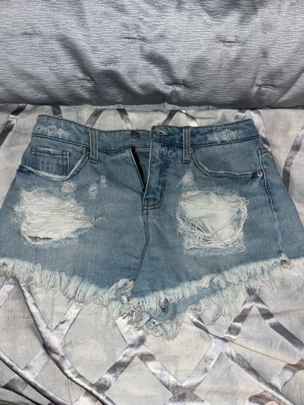 wild fable Light Blue Distressed Frayed Denim Shorts